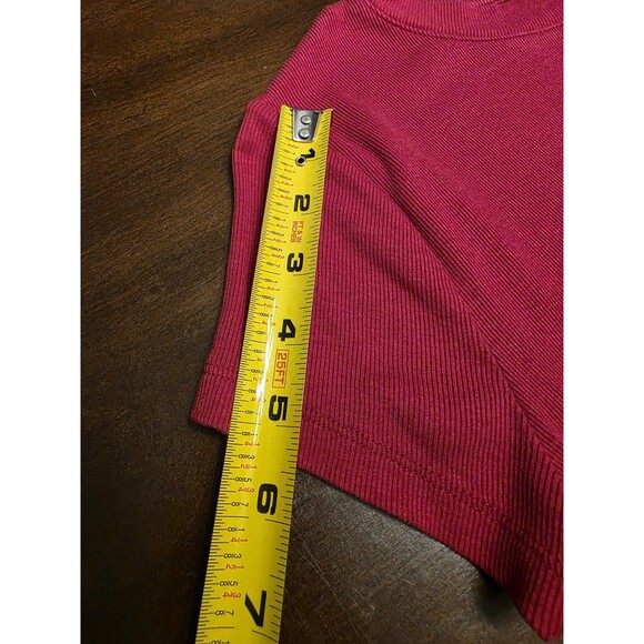 A New Day Women’s Large Red Ribbed Mock Neck Stretch Basic Shirt Business - Picture 5 of 6